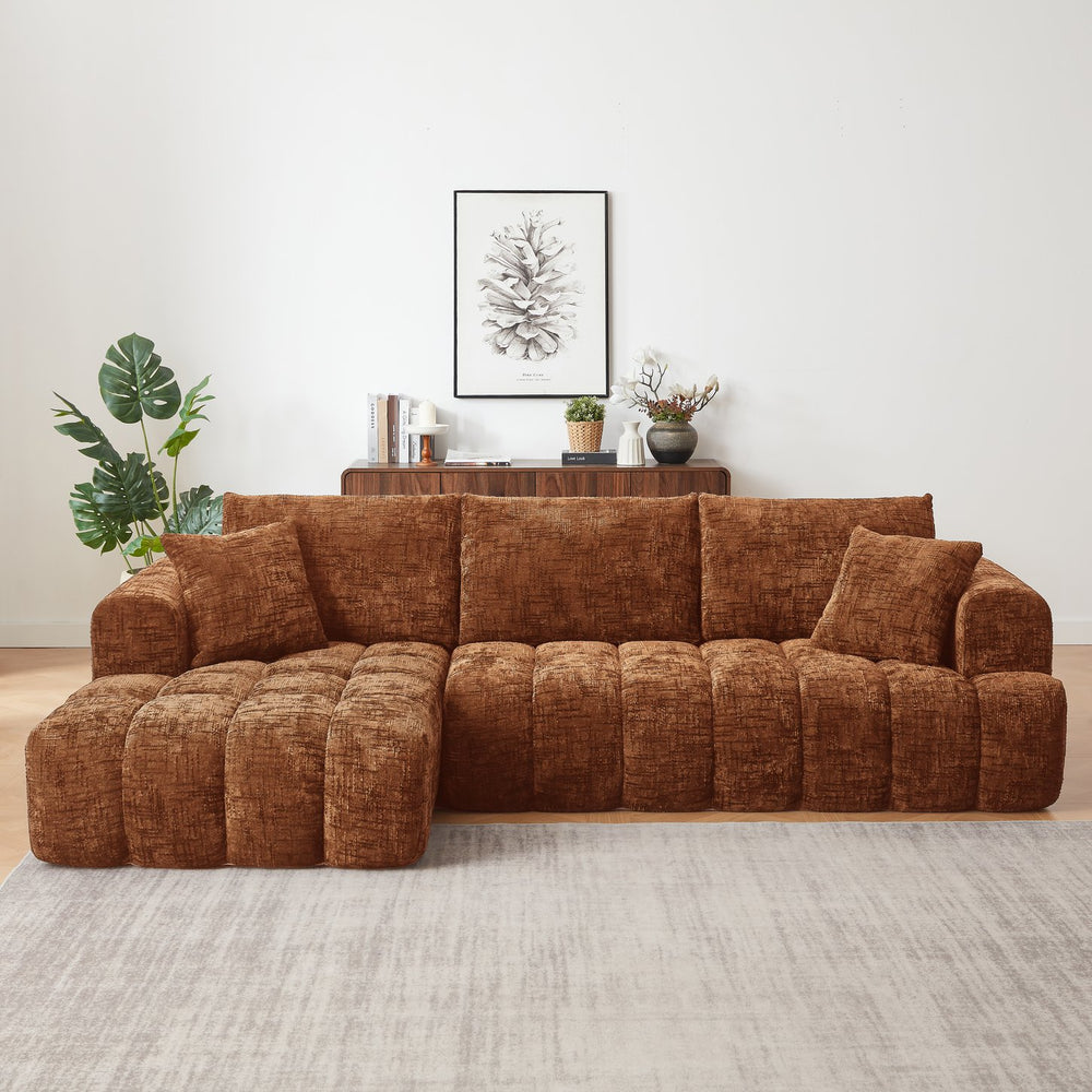 English Elm Chenille L-Shape Oversized Luxury Sectional Sofa - Minimalist Design, Comfy Sleeper For Any Room W2339S00040