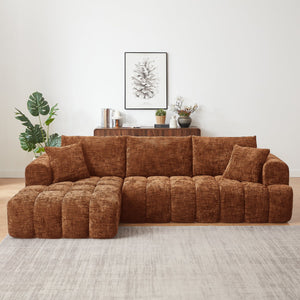 English Elm Chenille L-Shape Oversized Luxury Sectional Sofa - Minimalist Design, Comfy Sleeper For Any Room W2339S00040