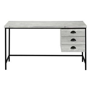 English Elm Computer Desk with Reclaimed Wood-Look Top, 3 Drawers, Compact 55" Workspace, Sturdy Metal Base Grey 60 L x 27 W x 6 H B2710P219793