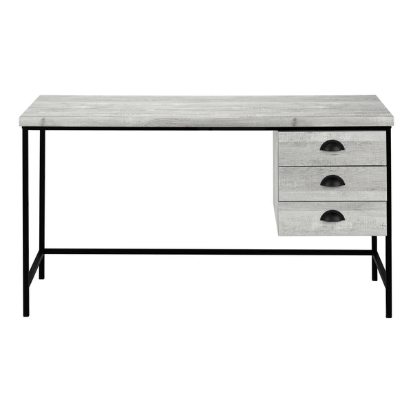English Elm Computer Desk with Reclaimed Wood-Look Top, 3 Drawers, Compact 55" Workspace, Sturdy Metal Base Grey 60 L x 27 W x 6 H B2710P219793