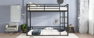 English Elm Metal Queen Over Queen Bunk Bed – Space-Saving Design For Teens & Adults, No Box Spring Needed, Black W1580S00140