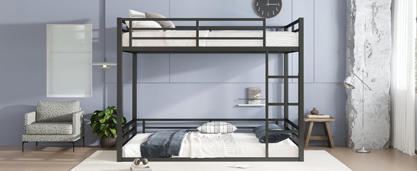 English Elm Metal Queen Over Queen Bunk Bed – Space-Saving Design For Teens & Adults, No Box Spring Needed, Black W1580S00140