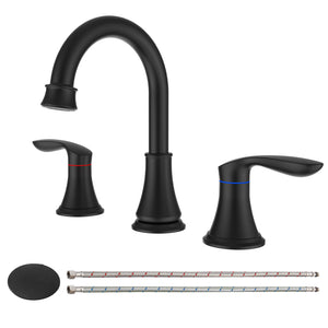 English Elm 2-Handle Matte Black Widespread Bathroom Sink Faucet With 360° Swivel Spout For Modern Vanities T3177P277514