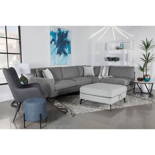 English Elm Harrison Grey and Black Upholstered Storage Ottoman with Hidden Compartment, Metal Legs, Modern Edge B062P333446