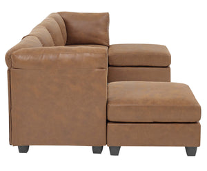 English Elm Faux Leather Modular Sectional Sofa Flexible Pu Upholstered Living Room Seating B2748S00045