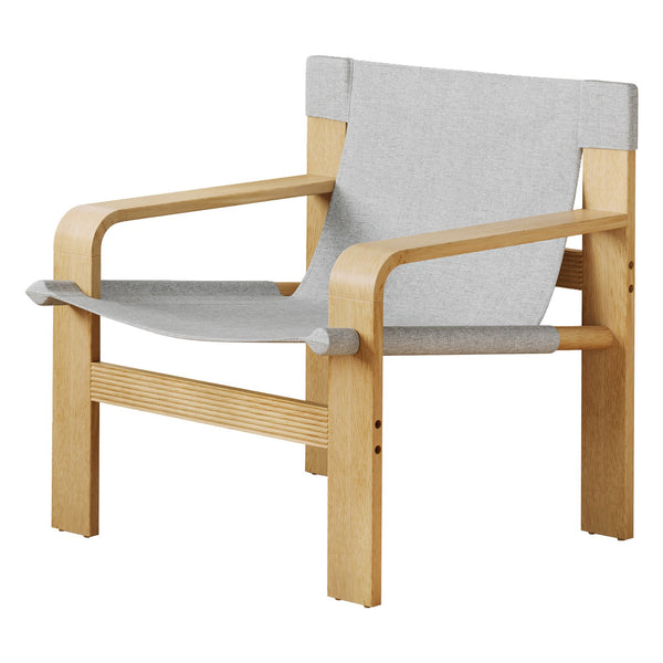 English Elm Detachable Oak Accent Chair with Solid Wood Frame, Wide Armrest, Removable Washable Linen Cover LIGHT GREY W2336P251804