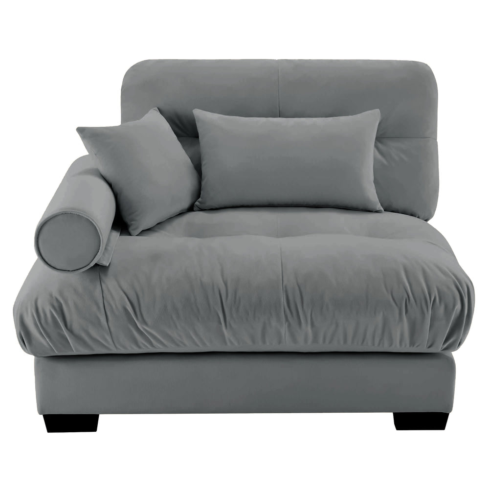 English Elm Milano Velvet Sectional Sofa with Bolster Arms and Cloud Cushions for Lounge Living W714P283157