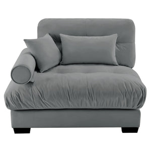 English Elm Milano Velvet Sectional Sofa with Bolster Arms and Cloud Cushions for Lounge Living W714P283157