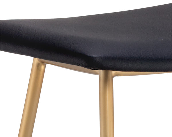 Sunpan Azai Stylish Counter Stool with Comfortable Faux Leather Seat and Brushed Gold Stainless Steel Base Dillon Black
