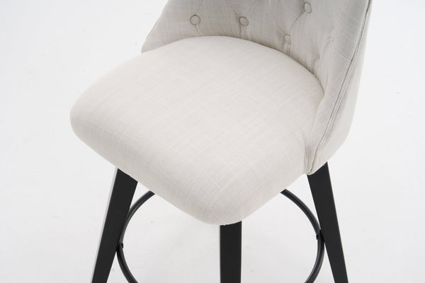 English Elm 007-360° Swivel Bar Stools Set of 2 25" Counter Height Linen Tufted Back Solid Wood Frame Durable Upholstery White W2636P242111