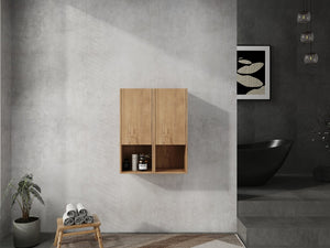 English Elm 24" Bathroom Side Cabinet - Wall-Mounted Design, Soft-Close Doors, Durable Plywood, Space-Saving Storage W999S00373