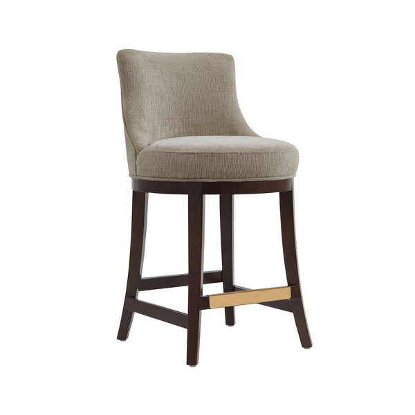 English Elm Lucia Taupe Chenille Counter Stool With Elegant Beech Wood Legs & Gold Footrest - Fully Assembled! B365P398034