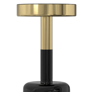 English Elm Frannie Gold & Black Side Table — Handcrafted Iron & Tempered Glass Accent Table, 18" Square B136P203449