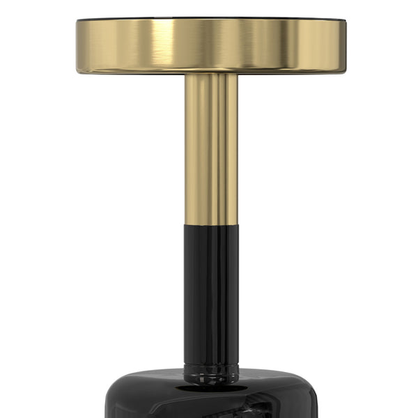 English Elm Frannie Gold & Black Side Table — Handcrafted Iron & Tempered Glass Accent Table, 18" Square B136P203449