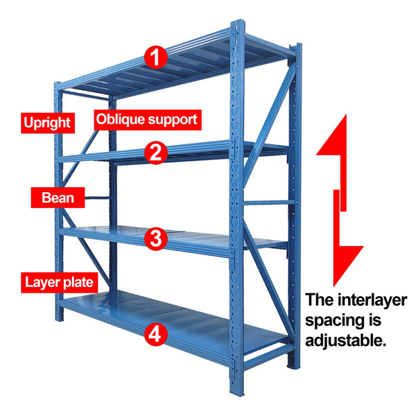 English Elm Four-tier Powder-coated Steel Shelving Unit with Adjustable Rack for Garage Storage W3752S00012