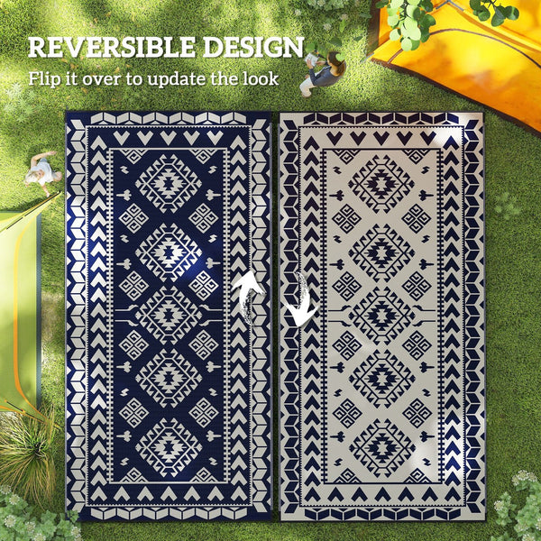 English Elm Patio Rug Reversible Polypropylene Geometric Outdoor Mat for Camping Rv Lawn Use T3971P421628
