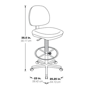 OSP Home Furnishings Lumbar Support Drafting Chair Ergonomic Fabric Seat with Gas Lift for Studio Use DC640-231
