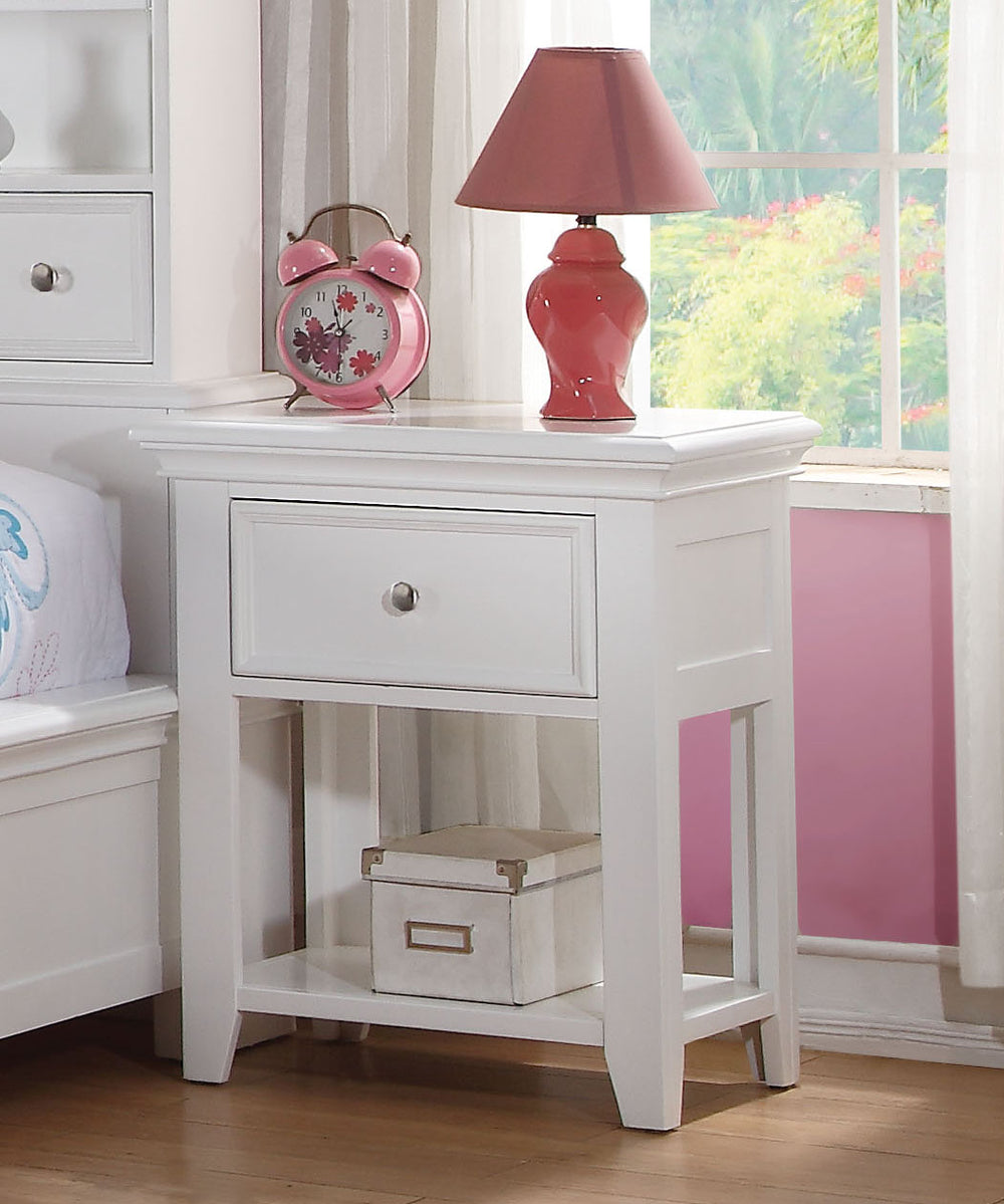 English Elm 1 Drawer White Nightstand With Open Shelf - Modern Design For Stylish Bedroom Storage Solutions B016P253591