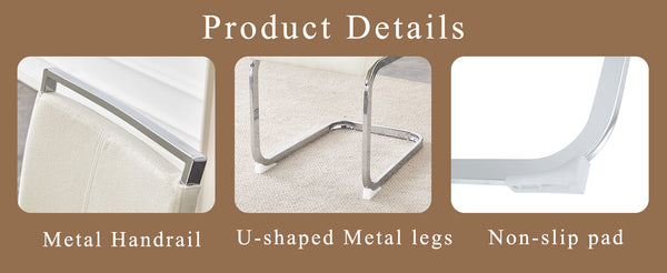 English Elm Luxury Dining Chairs Set Of 2 - Elegant Grainy Fabric & Silver Metal Legs For Stylish Comfort W1151P324770