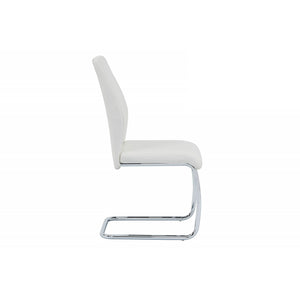 English Elm Contemporary Soft White Faux Leather Dining Chairs Set of 2 with Chrome Frame — Sleek Armless Seats for Home, Office, Kitchen B011P365515