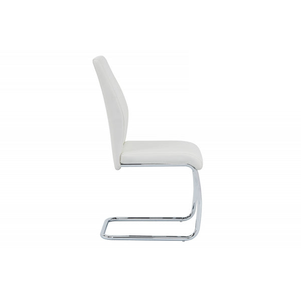 English Elm Contemporary Soft White Faux Leather Dining Chairs Set of 2 with Chrome Frame — Sleek Armless Seats for Home, Office, Kitchen B011P365515