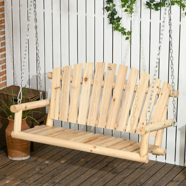English Elm Outsunny 2-Seater Porch Swing - Durable Hanging Bench With Adjustable Chains For Decks & Patios W2225P217701-GIGA
