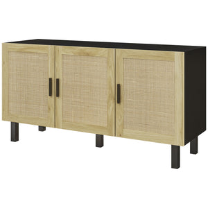 English Elm Homcom Boho Sideboard Buffet Cabinet With Rattan Doors, Adjustable Shelves & Safe Design For Storage W2225P229134