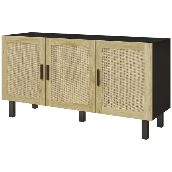 English Elm Homcom Boho Sideboard Buffet Cabinet With Rattan Doors, Adjustable Shelves & Safe Design For Storage W2225P229134