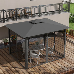 English Elm Outsunny 10' X 12' Double Roof Gazebo With Netting - Elegant Outdoor Canopy For Backyard Comfort W2225P174135-GIGA
