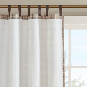 English Elm Plaid Faux Leather Tab Top Curtain Panel with Fleece Lining for Cozy Rustic Privacy and Insulation Multicolor 11.81 L x 10.04 W x 3.98 H B03598256