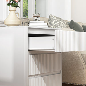 English Elm (set Set of 2 Modern End Tables with Usb-c Charging and Three Drawer Storage for Any Room White W409P414472