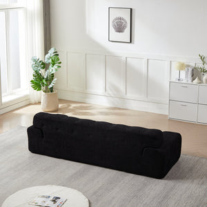 English Elm [video]87.4-inch Cloud Series Chenille Three-seater Sofa with Tufted Square Arms for Living Rooms Black W3505P383950
