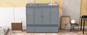 English Elm Full Size Wall Murphy Bed Cabinet with Storage Drawer and Built-in Usb Charging Gray N708P205903E