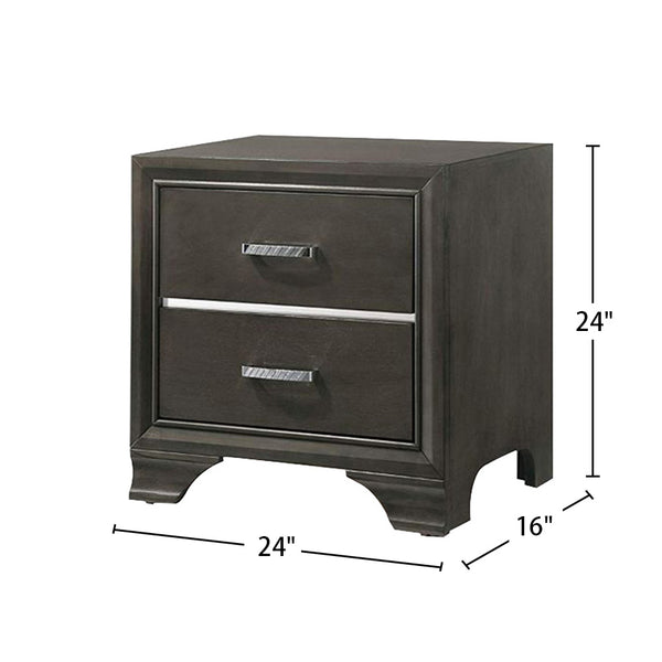 English Elm 2 Drawers Solid Wood Nightstand - Modern Gray Finish With Elegant Angled Design & Ample Storage Space B016P253437