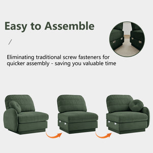 English Elm Chenille Cloud Loveseat with Quilted Back Cushions Deep Foam Seat Modern Living Room Sofa Green W714S01765