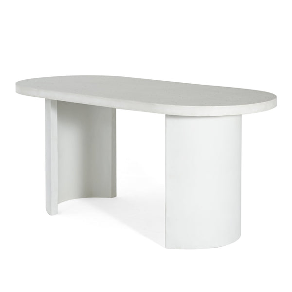 English Elm Christopher Knight Home® - Ellis Oval 67.5" Modern Outdoor Concrete Dining Table - White Terrazzo For Stylish Gatherings N773P285999T_N773P286000T