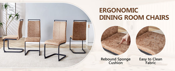 English Elm Table 7-Piece Walnut Grain Dining Set With 6 Brown Chairs, Stylish Storage & Modern Comfort Features W1151S04280-GIGA