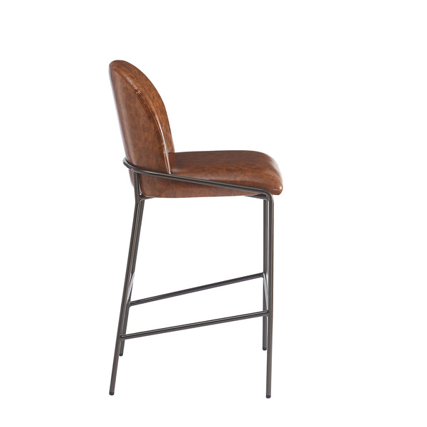 English Elm Christopher Knight Home® - Galen Upholstered Metal Barstool Set of 2 with Plush Stain-Resistant Fabric, Ergonomic Modern Design Brown N775P290453P