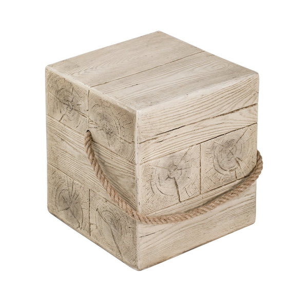 English Elm Outdoor Mgo Cylindrical Side Table Whitewashed Rustic Coastal Farmhouse Accent N765P382585W