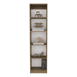 English Elm Home Slim Design Bookcase 5-Tier Vertical Shelving Unit, Space-Saving MDF Display Shelf in Beige Oak Finish B070P337062