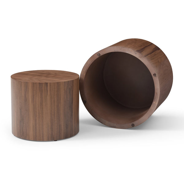 English Elm Round Nesting Coffee Tables Set of 2 Wood Veneer Mdf Modern Living Room Accent W1117P225084