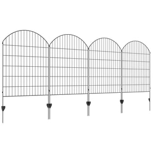 English Elm Outsunny Steel Garden Fence Panels Set of 4 Arched Vine Powder Coated Yard Border W2225P174527