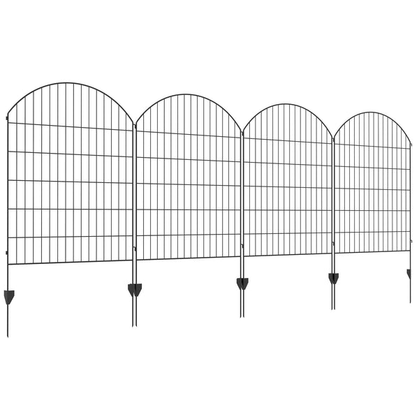 English Elm Outsunny Steel Garden Fence Panels Set of 4 Arched Vine Powder Coated Yard Border W2225P174527