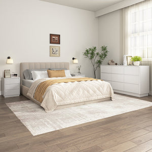 English Elm 9 Drawer Mid Century Wood Dresser Low Profile Matte Finish Bedroom Storage Cabinet White W409S00013