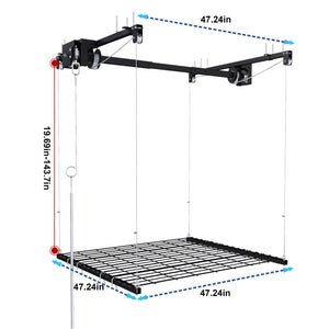 English Elm Overhead Garage Ceiling Rack All Steel Crank Down Platform 250 Lb Locking Hoist W2700P346225