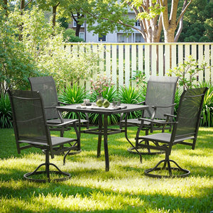 English Elm Outdoor Swivel Patio Dining Chairs Textilene Woven Set for Backyard Entertaining T3623P433695