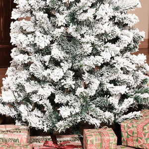 English Elm Pre-lit Flocked Pencil Tree 7.5 Ft Slim Artificial Pine with 350 Warm Led Lights T3971P415533