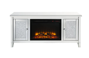 English Elm Noralie Mirrored Fireplace Tv Stand with Led Electric Insert and Glam Diamond Accents B2726P446670