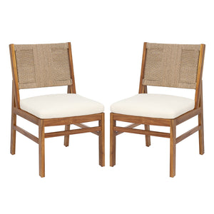 English Elm 5 Piece Acacia Wood Outdoor Dining Set Square Teak Finish Wicker Chairs Patio N773OD00086B