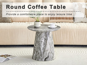 English Elm Grey Wood Grain Round Coffee Table Compact Mdf Top for Living Room or Bedroom Grey W2920P404130